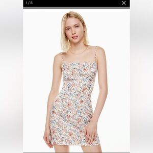 Aritzia Sunday Best mini floral Shimmer Satin Dress 
size 6